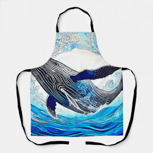 Blue Whale Wave Art Schürze