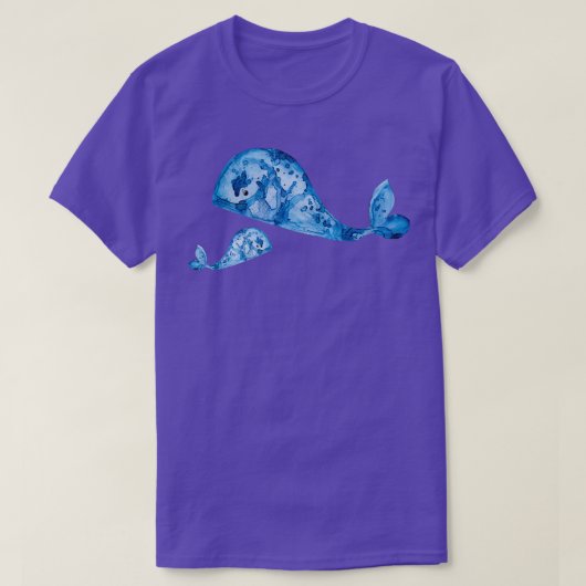 Blue Whale Wth Baby Painting T-Shirt (Design vorne)