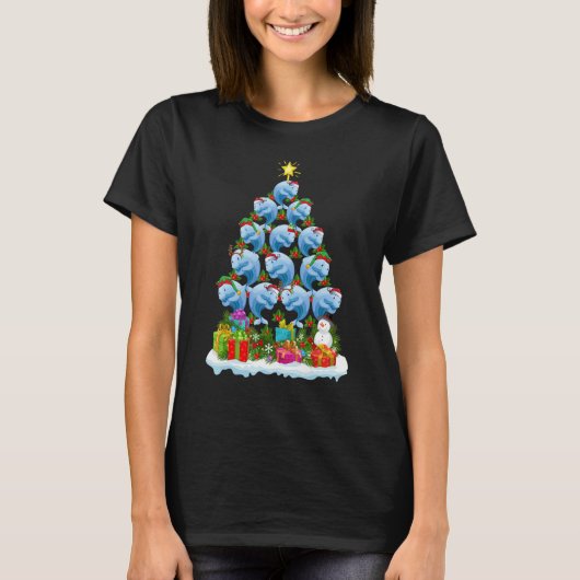 Blue Whale Xmas Lights Blue Whale Christmas Tree T-Shirt (Vorderseite)