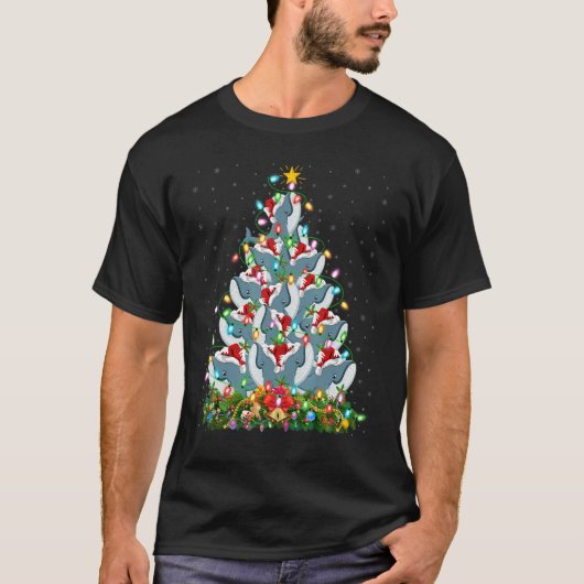 Blue Whale  Xmas Lights Santa Blue Whale Christmas T-Shirt (Vorderseite)