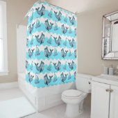 Blue Whales And Sailboats Duschvorhang (Beispiel)