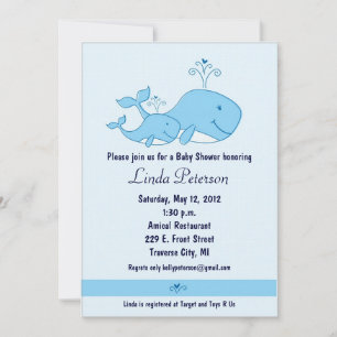 Blue Whales Baby Shower Einladungen