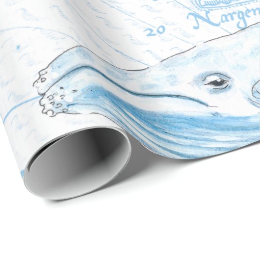 Blue Whales Family White Geschenkpapier (Rolleneckpunkt)