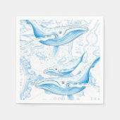Blue Whales Family White Serviette (Vorderseite)