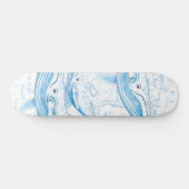 Blue Whales Family White Skateboard (Horizontal)