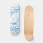Blue Whales Family White Skateboard (Vorderseite)