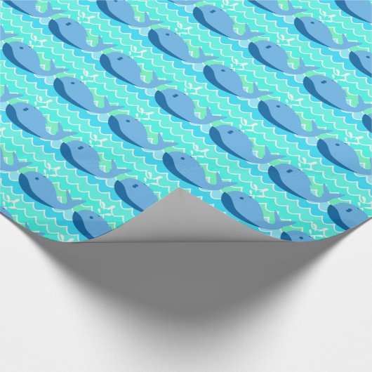 Blue Whales & Waves Geschenkpapier (Ecke)