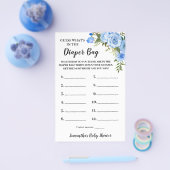 Blue Whats in the Diaper Bag Baby Shower Game Card Flyer (Einzeln)