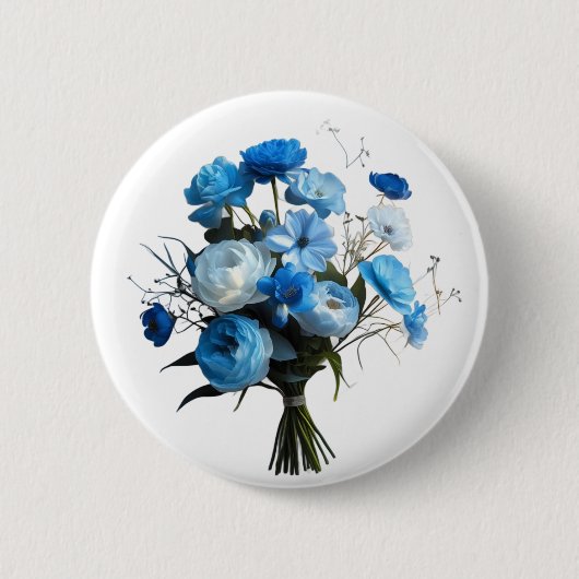 Blue & Whiite Blume Button (Vorderseite)