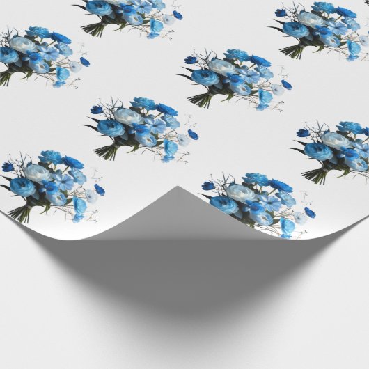 Blue & Whiite Blume Geschenkpapier (Ecke)