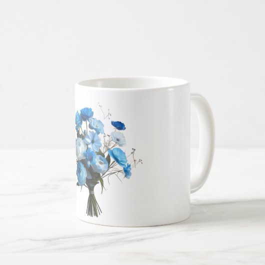 Blue & Whiite Blume Kaffeetasse (VorderseiteRechts)
