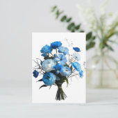 Blue & Whiite Blume Postkarte (Stehend Vorderseite)