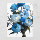 Blue & Whiite Blume Postkarte (Vorderseite)
