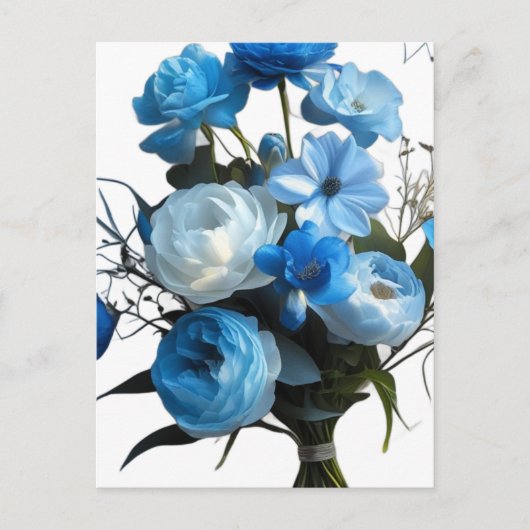 Blue & Whiite Blume Postkarte (Vorderseite)