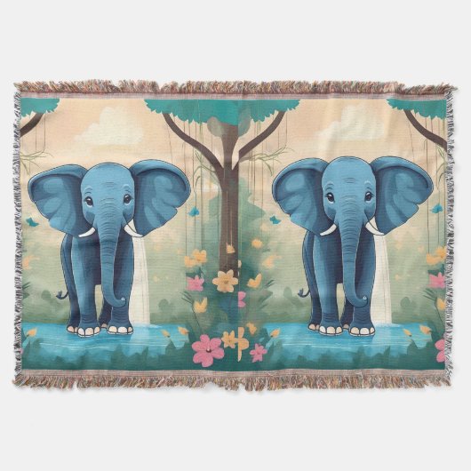 Blue Whimsical Baby Elephant, Decke (Vorderseite)