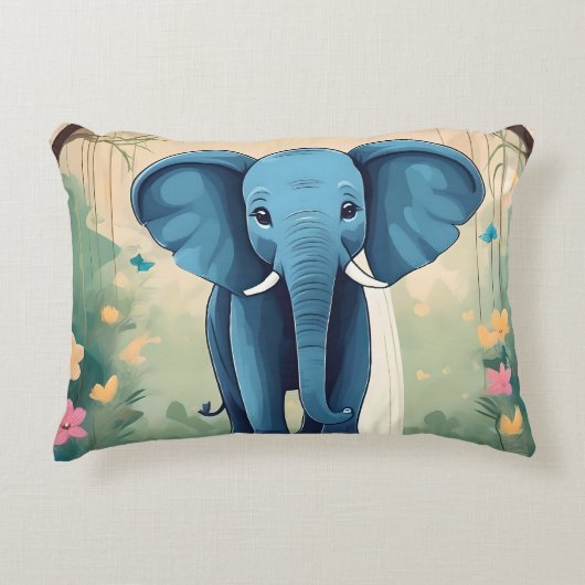 Blue Whimsical Baby Elephant, Dekokissen (Vorderseite)