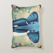 Blue Whimsical Baby Elephant, Dekokissen (Vorderseite(Vertikal))