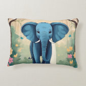 Blue Whimsical Baby Elephant, Dekokissen (Rückseite)