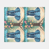 Blue Whimsical Baby Elephant, Fleecedecke (Vorderseite (Horizontal))