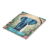 Blue Whimsical Baby Elephant, Fliese (Seite)