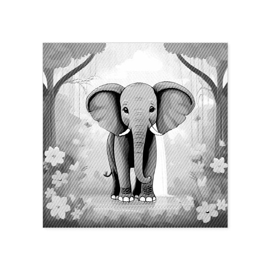 Blue Whimsical Baby Elephant, Gummistempel (Prägung)