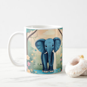 Blue Whimsical Baby Elephant, Kaffeetasse