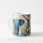 Blue Whimsical Baby Elephant, Kaffeetasse (Vorderseite Links)