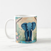 Blue Whimsical Baby Elephant, Kaffeetasse (Links)