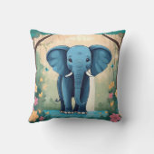 Blue Whimsical Baby Elephant, Kissen (Rückseite)