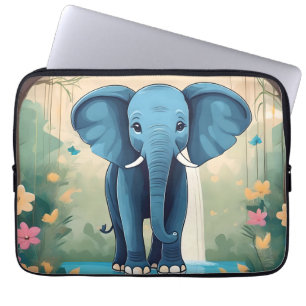 Blue Whimsical Baby Elephant, Laptopschutzhülle