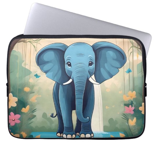 Blue Whimsical Baby Elephant, Laptopschutzhülle (Vorderseite)