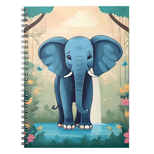 Blue Whimsical Baby Elephant, Notizblock (Vorderseite)