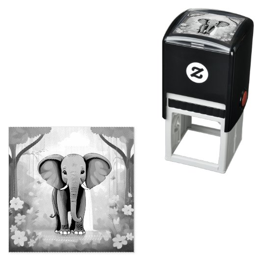 Blue Whimsical Baby Elephant, Permastempel (Beispiel)