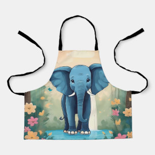 Blue Whimsical Baby Elephant, Schürze