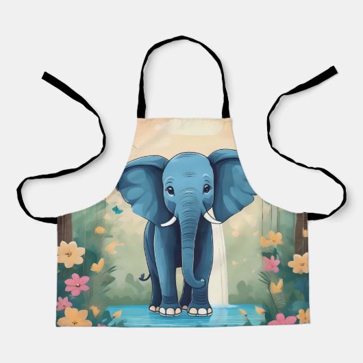 Blue Whimsical Baby Elephant, Schürze (Vorderseite)