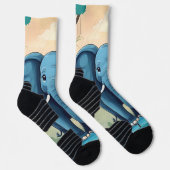 Blue Whimsical Baby Elephant, Socken (Rechts)