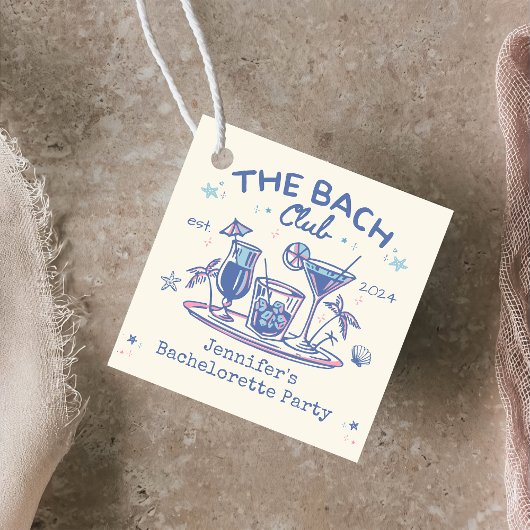 Blue Whimsical Beach Cocktail Junggeselinnen-Absch Geschenkanhänger