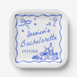 Blue Whimsical Beach Junggeselinnen-Abschied Pappteller