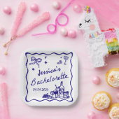 Blue Whimsical Beach Junggeselinnen-Abschied Pappteller (Party)