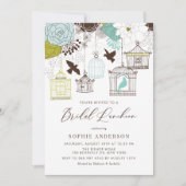 Blue Whimsical Birdcages Bridal Luncheon Einladung (Vorderseite)