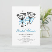 Blue Whimsical Champagne Bridal Dusche Einladung (Stehend Vorderseite)