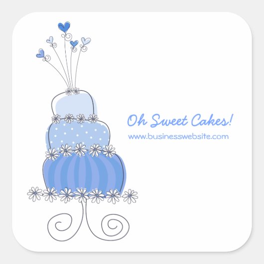 Blue Whimsical Chic Wedding Cake Sticker (Vorderseite)