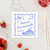 Blue Whimsical Cocktail Junggeselinnen-Abschied Serviette (Beispiel)