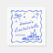 Blue Whimsical Cocktail Junggeselinnen-Abschied Serviette (Vorderseite)