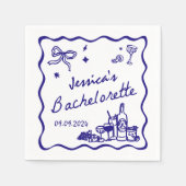 Blue Whimsical Cocktail Junggeselinnen-Abschied Serviette (Vorderseite)