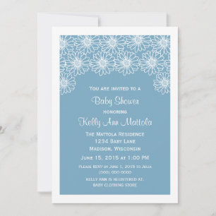 Blue Whimsical Daisies Baby Shower laden Einladung