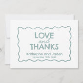 Blue Whimsical doodle wedding Flat Thank You Card Dankeskarte (Vorderseite)