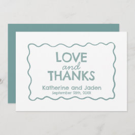 Blue Whimsical doodle wedding Flat Thank You Card Dankeskarte