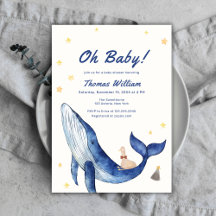 Blue Whimsical Duckling Star Whale Baby Dusche