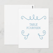 Blue Whimsical Geblüht Tischnummer Postcard (Vorne/Hinten)